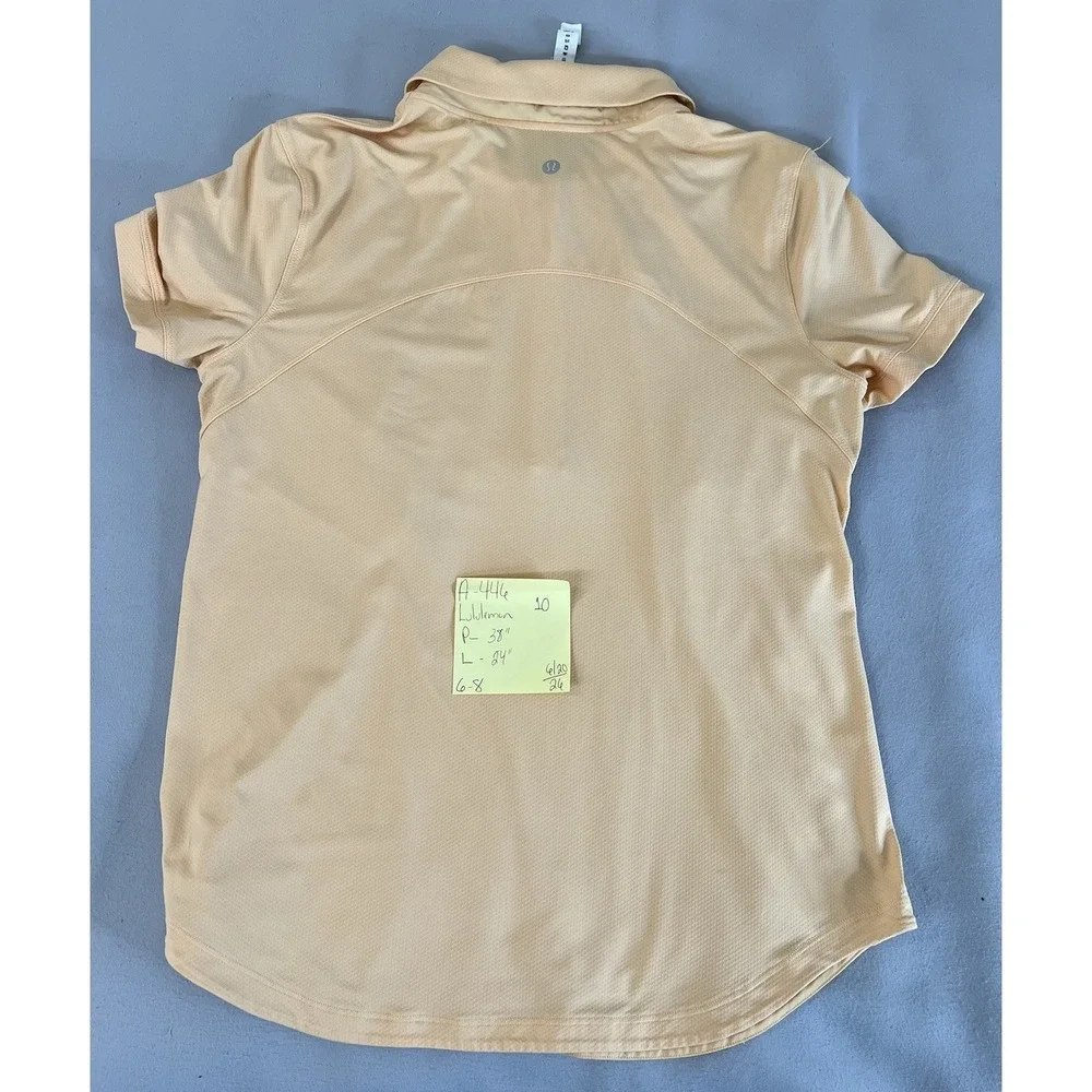 Lululemon Quick Drying Short Sleeve‎ Polo SUMG Orange Size 10